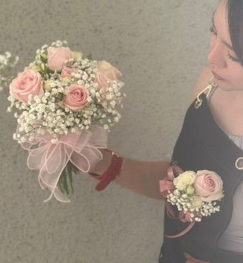 Blush Romance Wedding Bouquet & only Corsage*5