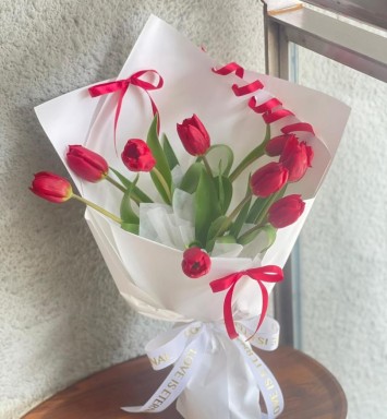 Crimson Whisper Blooms Bouquet